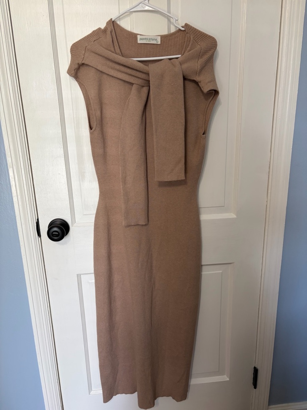 Sleeveless Midi Sweater Dress with Shoulder Tie